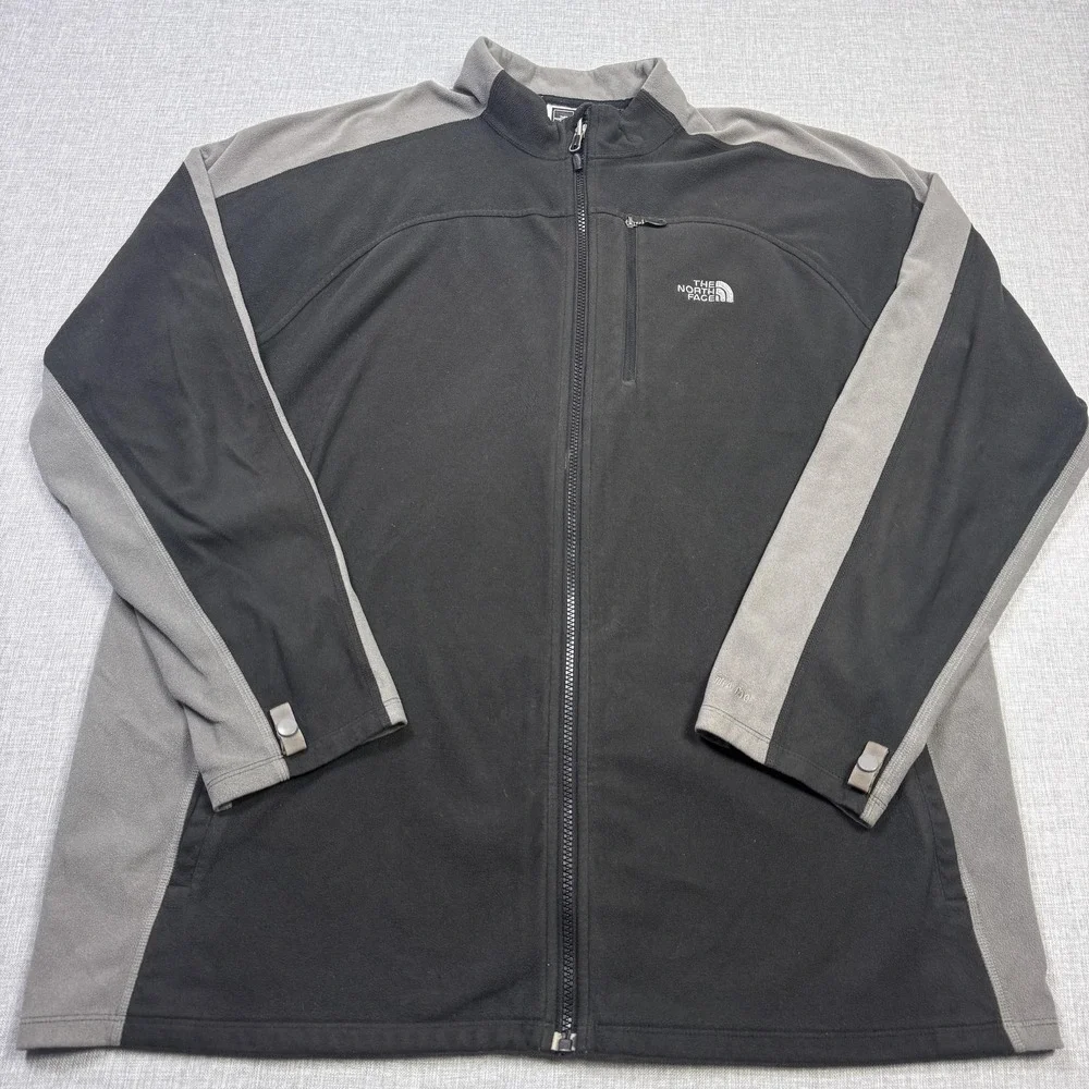 The North Face‎ FleeceTKA 100 Jacket Mens 2XL Black Full Zip Pockets Stand-Up